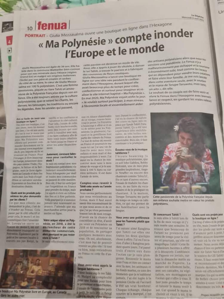 Notre article dans la Dépêche de Tahiti